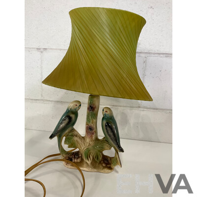Mid 20th Century Dutch Ceramic Table Lamp with Budgies by Jema