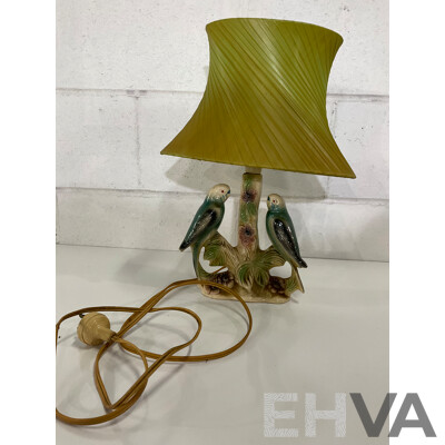 Mid 20th Century Dutch Ceramic Table Lamp with Budgies by Jema