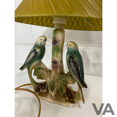 Mid 20th Century Dutch Ceramic Table Lamp with Budgies by Jema