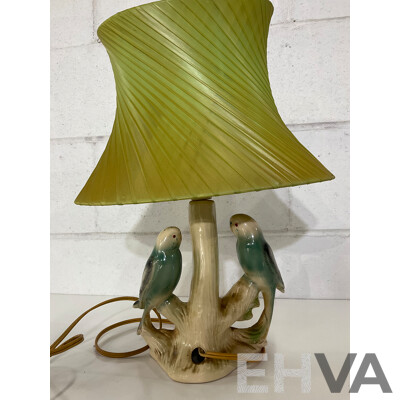 Mid 20th Century Dutch Ceramic Table Lamp with Budgies by Jema