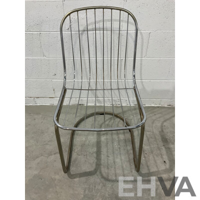 Set of Eight Italian Gastone Rinaldi Style Chrome Wire Cantilevered Dining Chairs (87 X 65 X 46cm) - Lot of 8