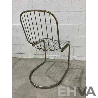 Set of Eight Italian Gastone Rinaldi Style Chrome Wire Cantilevered Dining Chairs (87 X 65 X 46cm) - Lot of 8