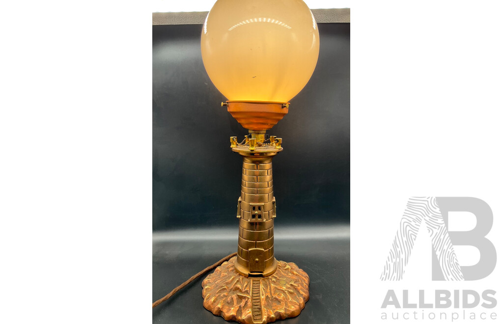 Mid Century Brass Lighthouse Form Table Lamp