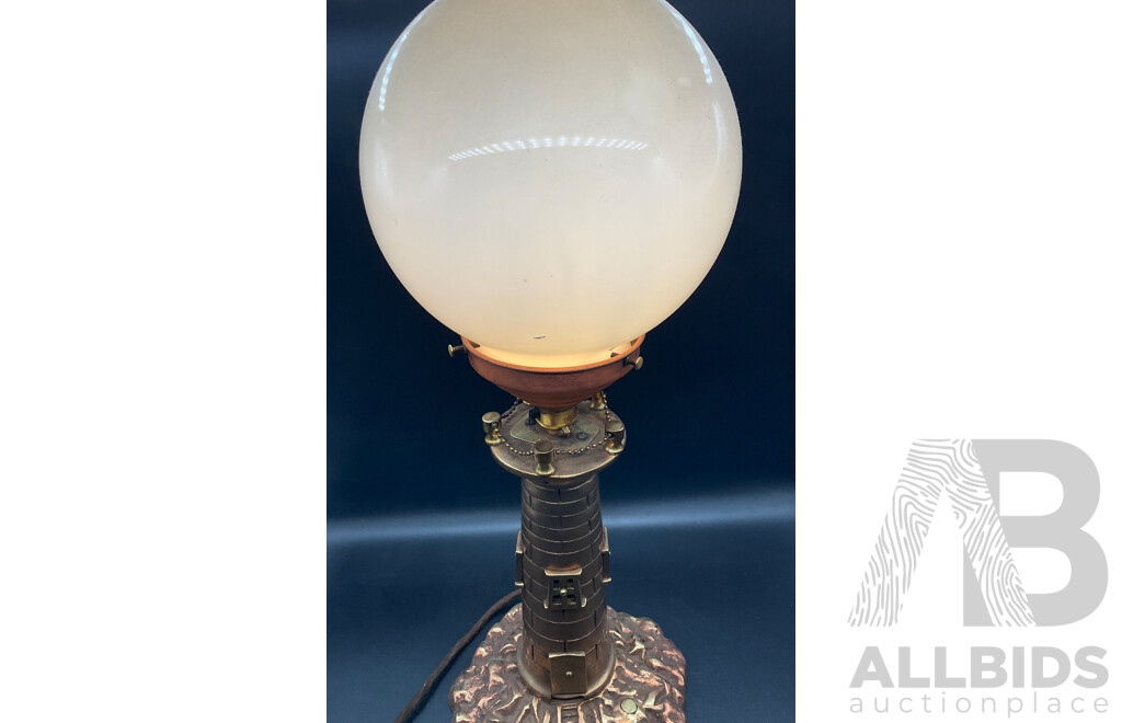 Mid Century Brass Lighthouse Form Table Lamp