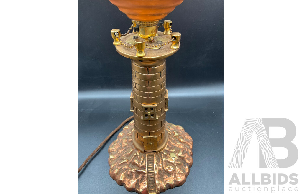 Mid Century Brass Lighthouse Form Table Lamp