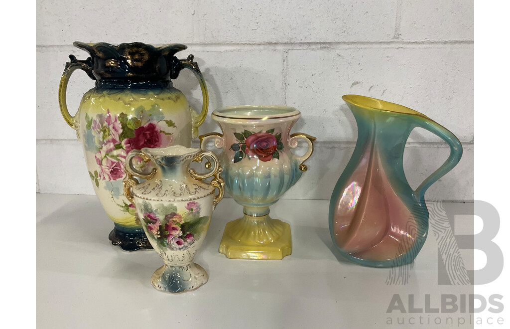 Victorian Ceramic Vases, Australian Pottery MINGAY Vase - Lot of 4