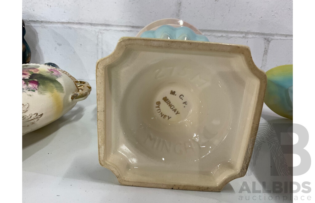 Victorian Ceramic Vases, Australian Pottery MINGAY Vase - Lot of 4