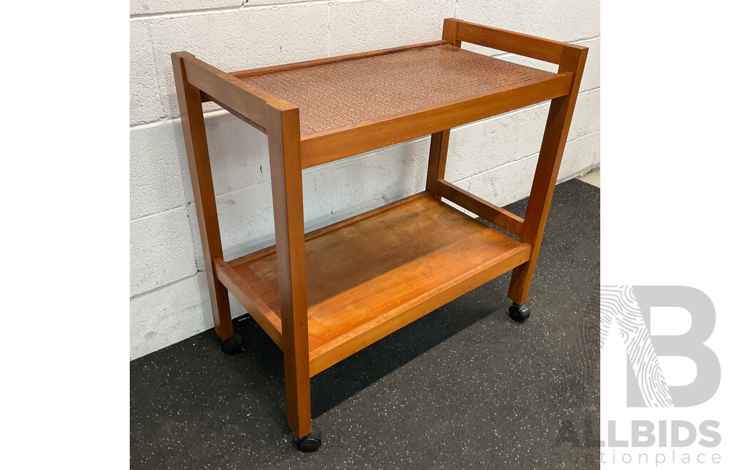 Mid 20th Century Copper Top Drinks Trolley