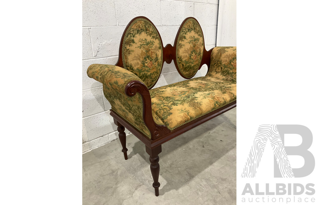 Edwardian Style Double Cameo Back Settee with Tapestry Upholstery