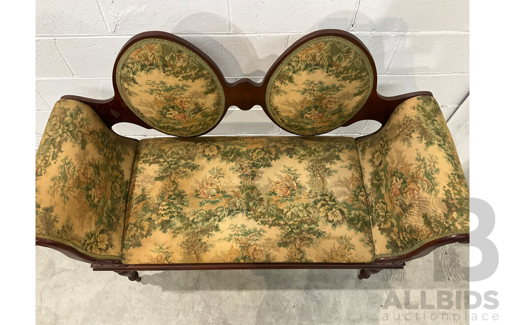 Edwardian Style Double Cameo Back Settee with Tapestry Upholstery