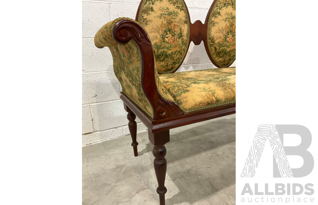 Edwardian Style Double Cameo Back Settee with Tapestry Upholstery