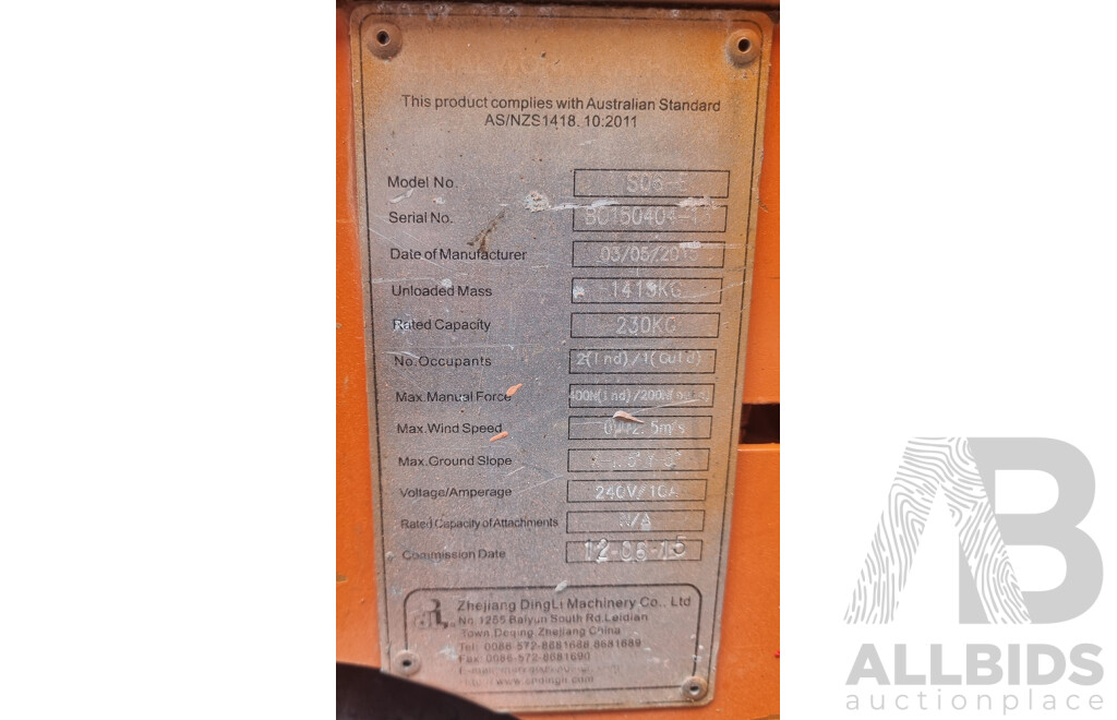 05/2015, Dingli E- Tech S06-E, Electric Scissor Lift 7.8m FSV