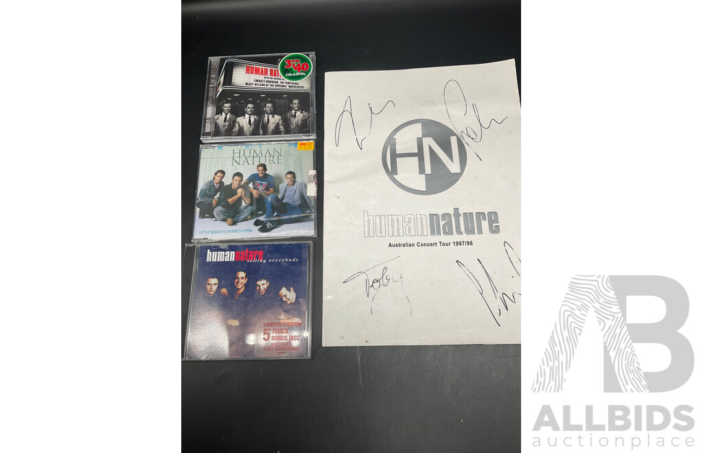 HUMAN NATURE Collection of 3 CD and Autogrphed Australian Concert Tour 1997/98 Magazine - Lot of 4