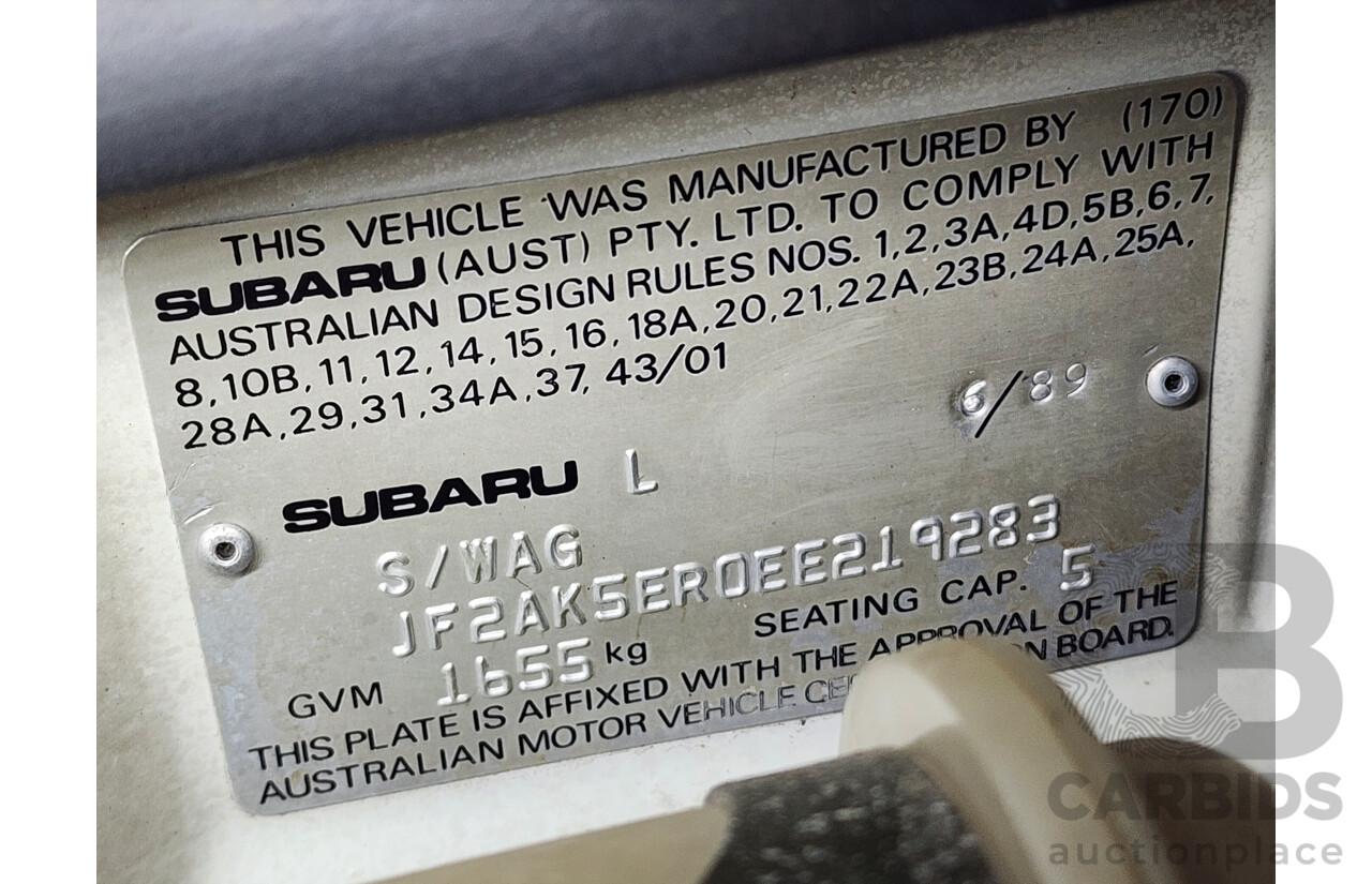 6/1989 Subaru GL Touring (4wd)  4d Wagon White 1.8L