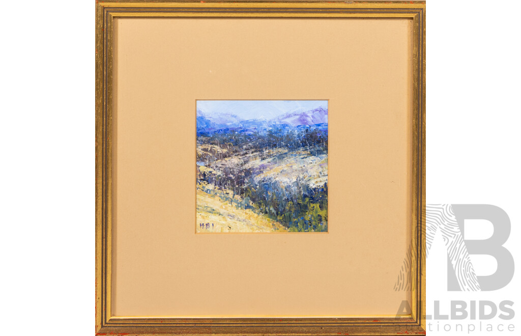 Howard B. Ireland, (20th Century, Australian, 1939-), Eucumbene II, Original Oil, 27.5 x 27.5 cm (frame)