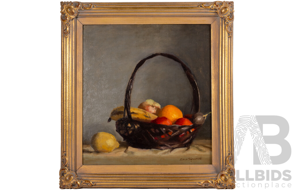 Alma Figuerola, (20th Century, Australian, 1902-1970), Still Life - Fruit, Oil on Canvas Board, 50 x 46 cm (frame)