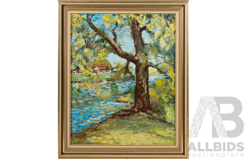 Peter G. Schlumpp, (20th Century, Australian), Lanyon Impressions (2017), Original Oil on Canvas Board, 60.5 x 50.5 cm (frame)