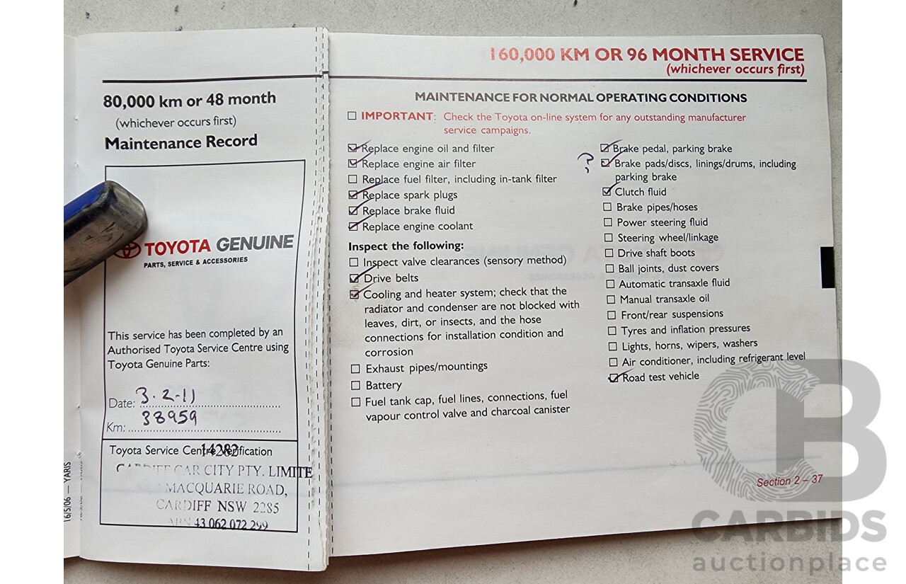 7/2006 Toyota Yaris YRS NCP93R 4d Sedan Blue 1.5L