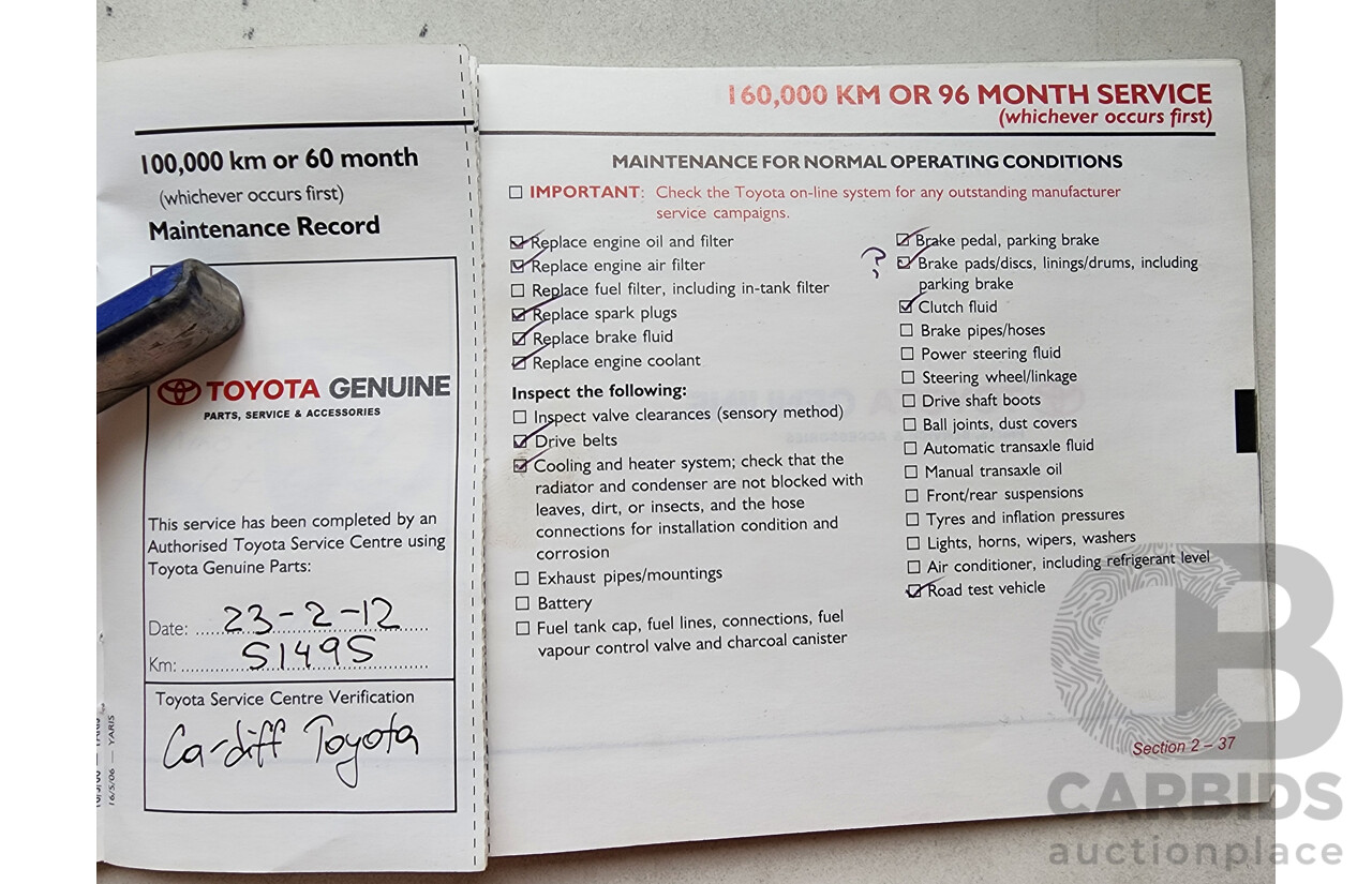 7/2006 Toyota Yaris YRS NCP93R 4d Sedan Blue 1.5L