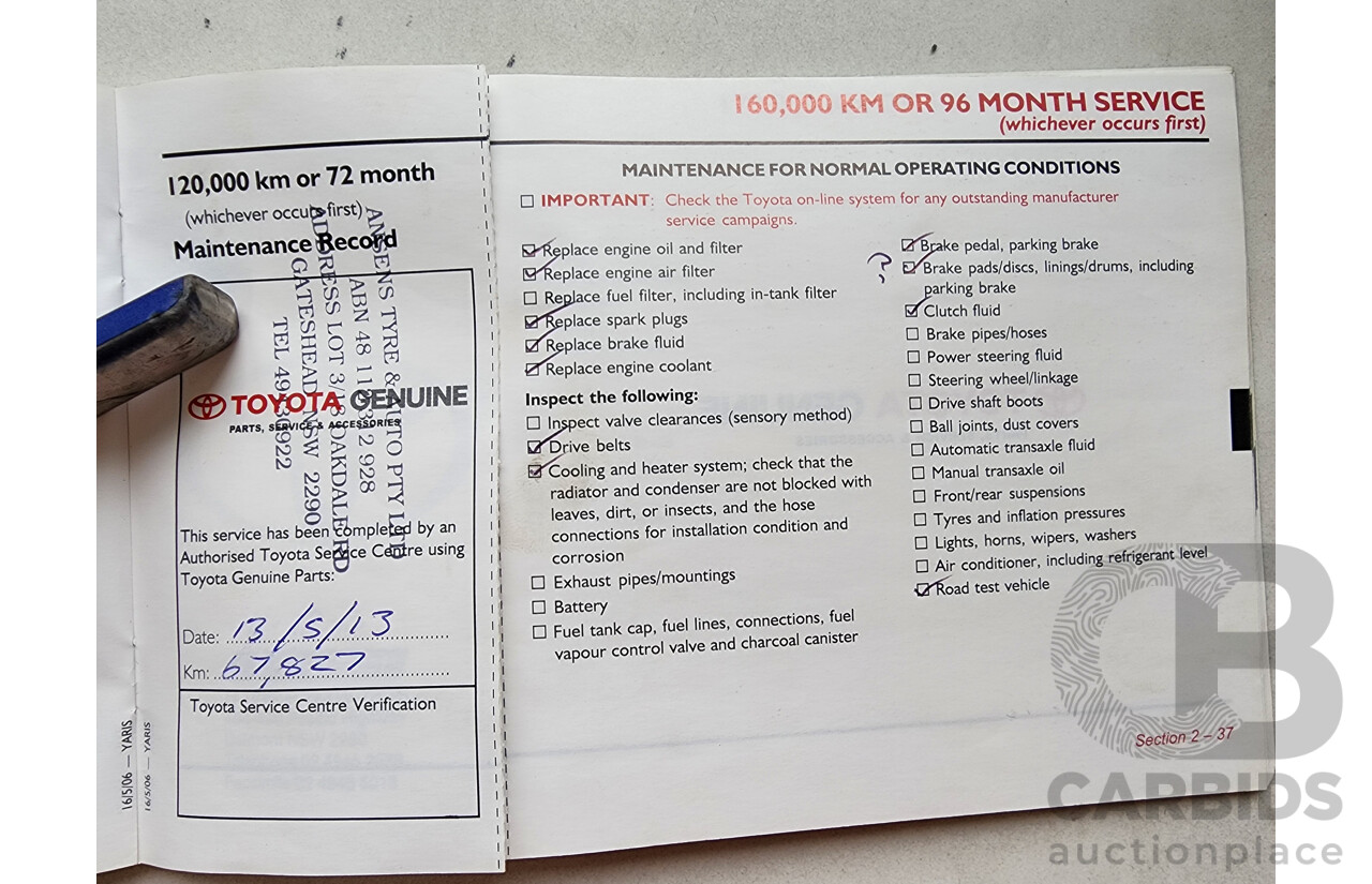 7/2006 Toyota Yaris YRS NCP93R 4d Sedan Blue 1.5L