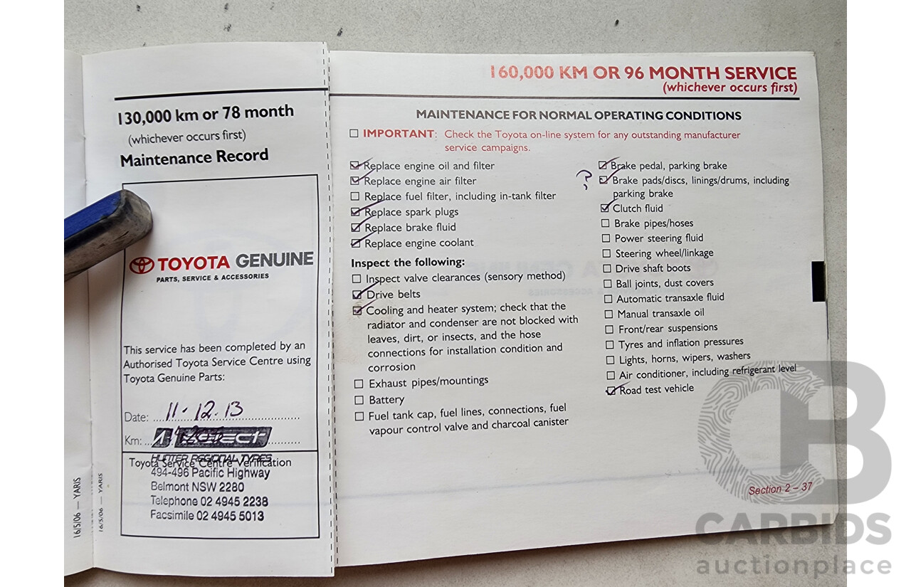 7/2006 Toyota Yaris YRS NCP93R 4d Sedan Blue 1.5L