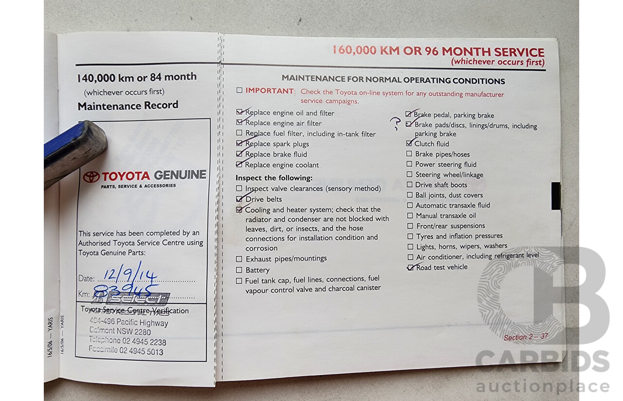 7/2006 Toyota Yaris YRS NCP93R 4d Sedan Blue 1.5L