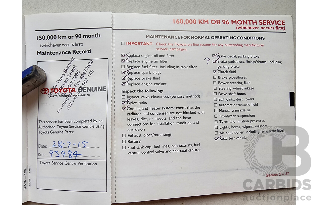 7/2006 Toyota Yaris YRS NCP93R 4d Sedan Blue 1.5L