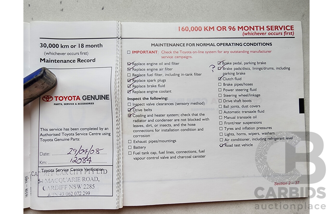 7/2006 Toyota Yaris YRS NCP93R 4d Sedan Blue 1.5L