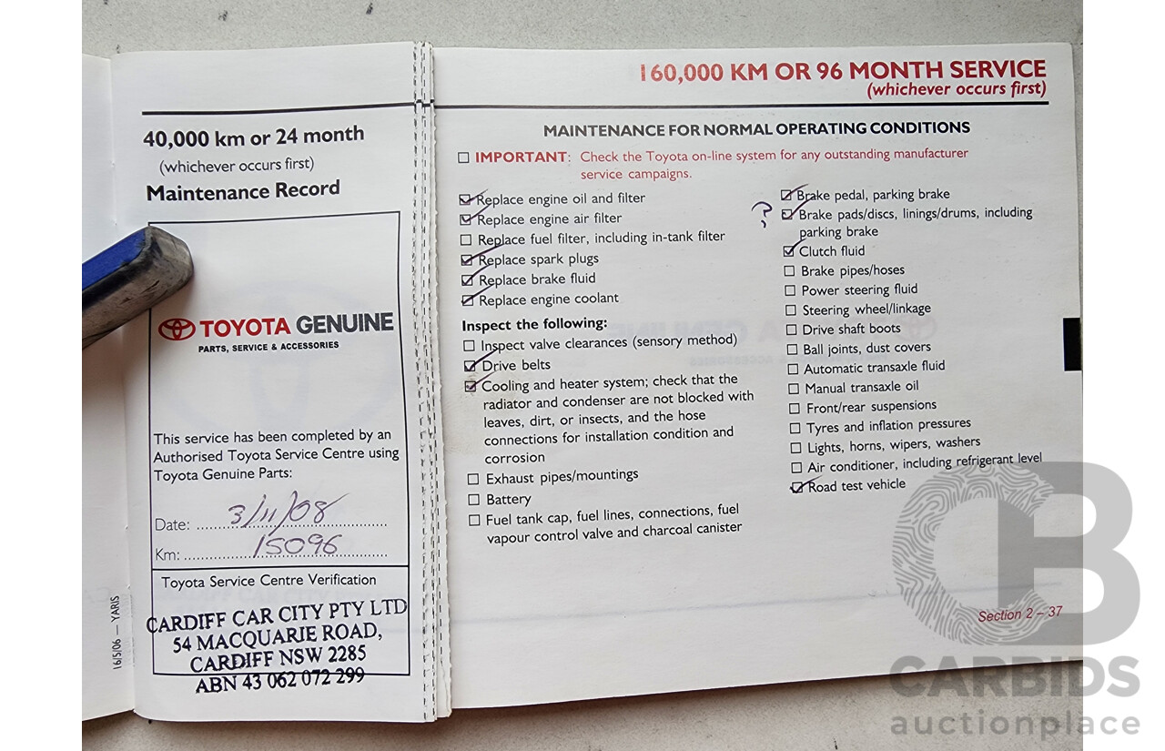 7/2006 Toyota Yaris YRS NCP93R 4d Sedan Blue 1.5L