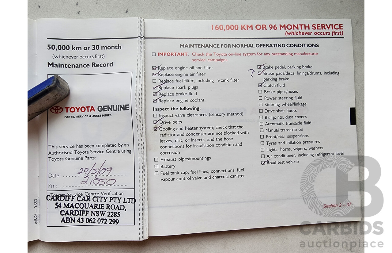 7/2006 Toyota Yaris YRS NCP93R 4d Sedan Blue 1.5L