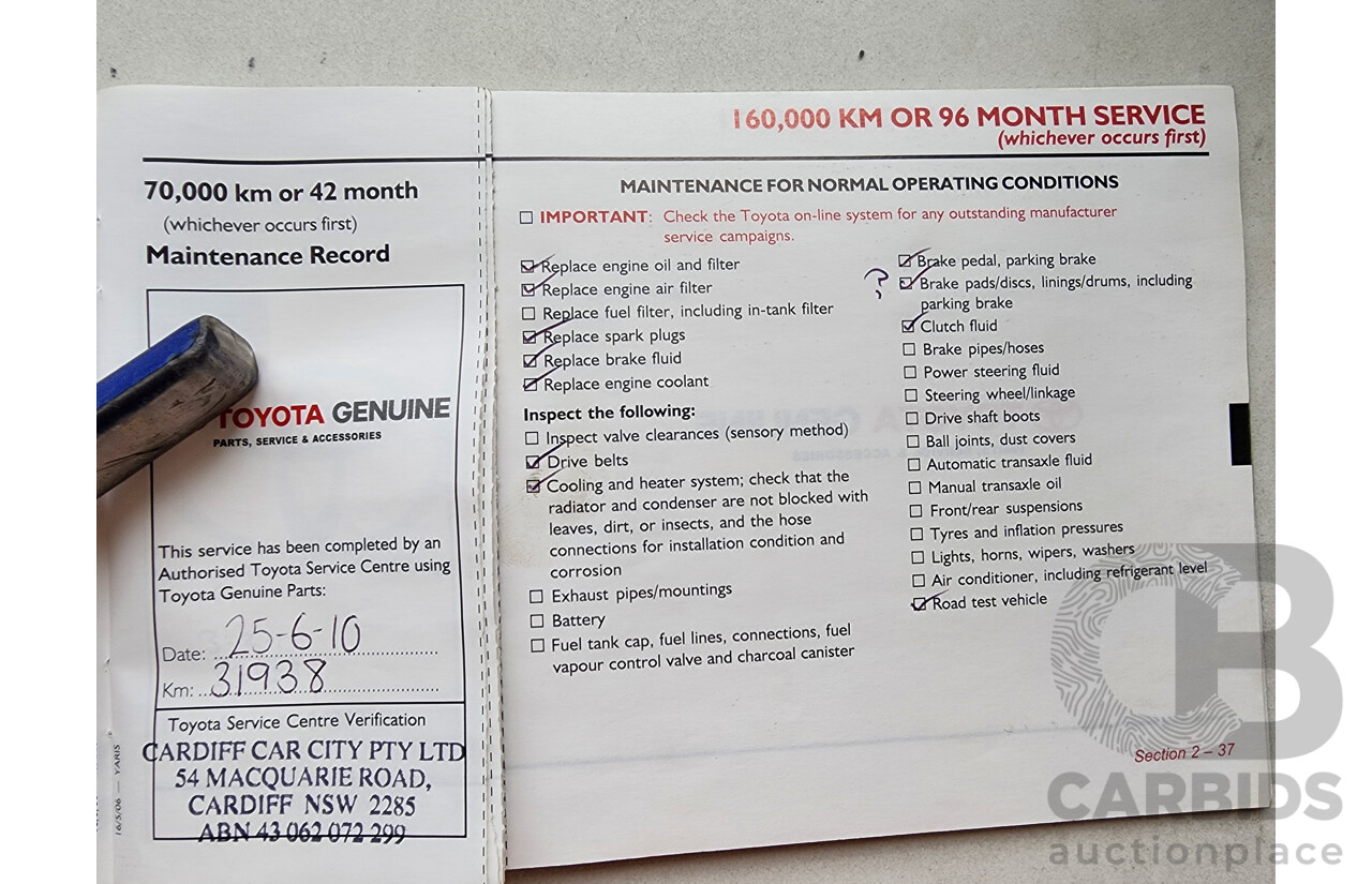 7/2006 Toyota Yaris YRS NCP93R 4d Sedan Blue 1.5L