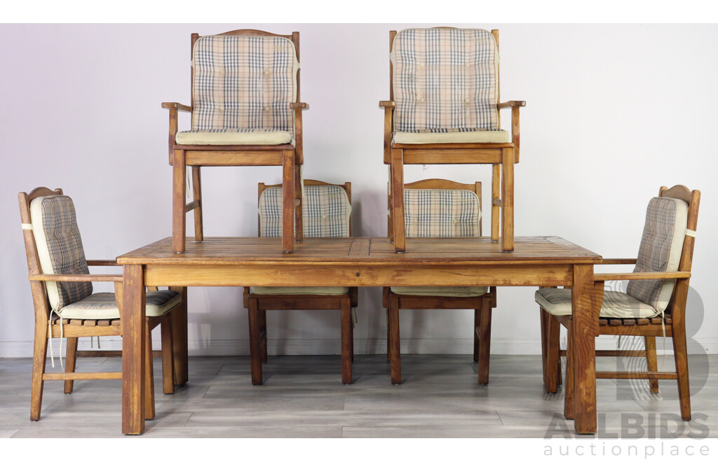 Modern Hardwood Seven Piece Outdoor Suite