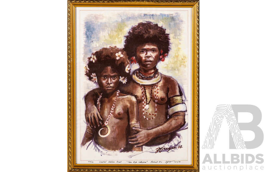 Artist Unknown, (20th Century, Papua New Guinean), Portrait # 7 & Portrait # 2, Taim Bipo Collection (2004), Limited Edition Prints, 43 x 33 cm (frames) (2)