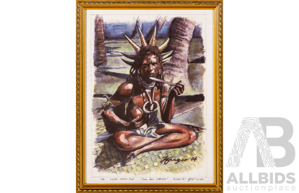 Artist Unknown, (20th Century, Papua New Guinean), Portrait # 7 & Portrait # 2, Taim Bipo Collection (2004), Limited Edition Prints, 43 x 33 cm (frames) (2)
