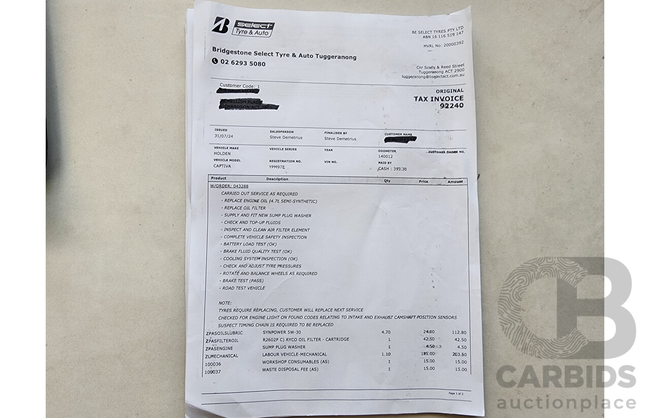 8/2016 Holden Captiva 5 (fwd) CG MY16 4d Wagon White 2.4L