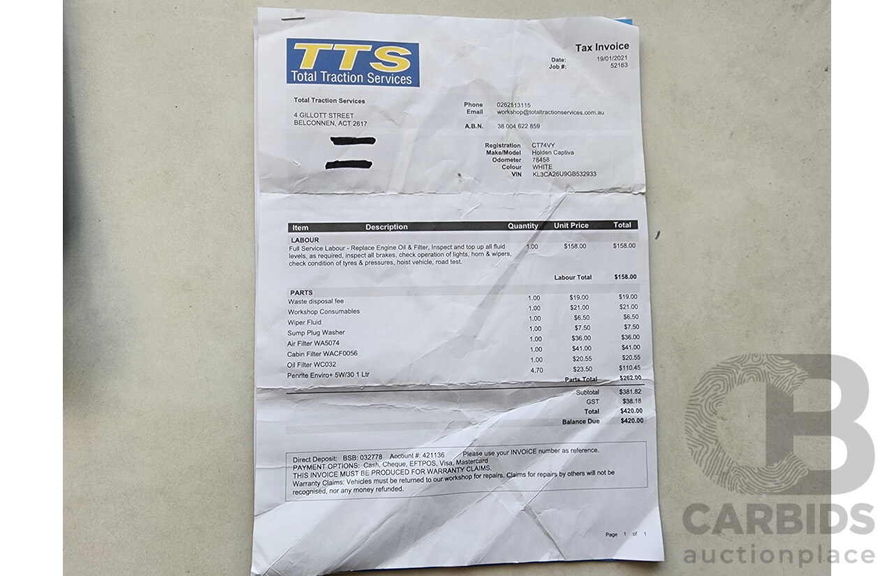 8/2016 Holden Captiva 5 (fwd) CG MY16 4d Wagon White 2.4L