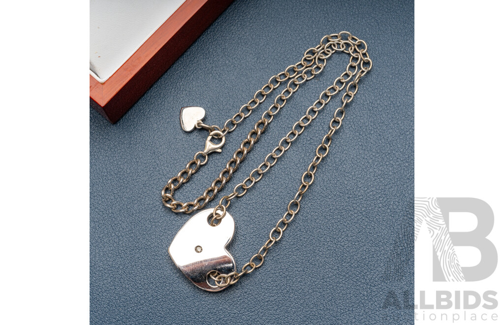 Hot Diamonds Sterling Silver Necklace with Diamond Set Heart Slider Pendant, 40cm, Original Presentation Box, 17.81 Grams