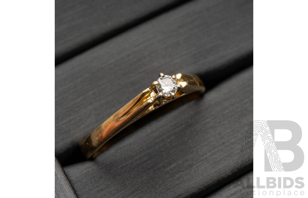18ct Vintage Diamond Solitiare Ring, Est TDW 0.08ct, Size R, 3.14 Grams