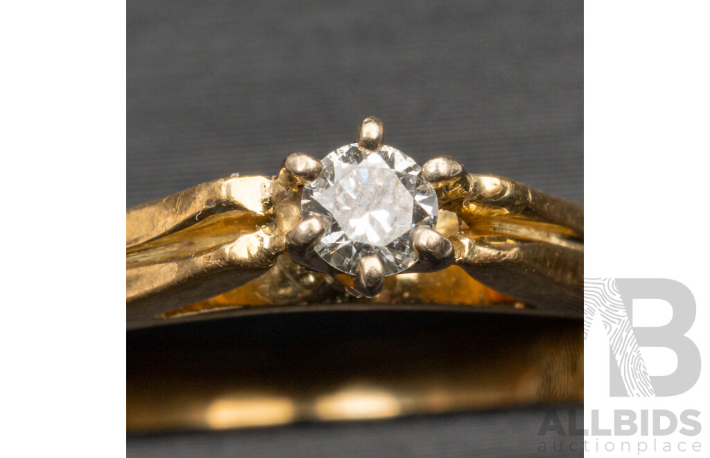 18ct Vintage Diamond Solitiare Ring, Est TDW 0.08ct, Size R, 3.14 Grams