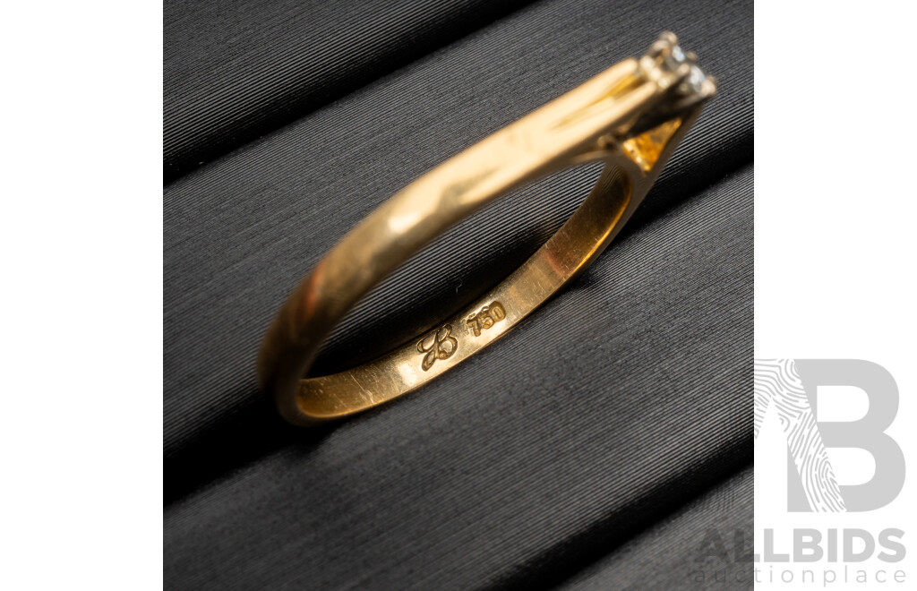 18ct Vintage Diamond Solitiare Ring, Est TDW 0.08ct, Size R, 3.14 Grams