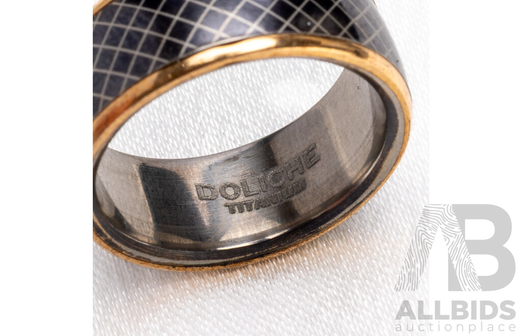 Doliche Titanium Mens Wedder. Black/Rose Gold Plated - Size N