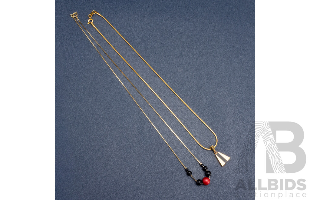 Gold Plated Base Metal Necklaces - Lot of 2