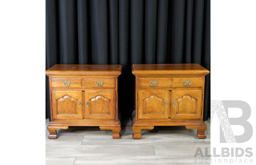 Pair of Modern Pine Bedside Chests and Double Bed Head