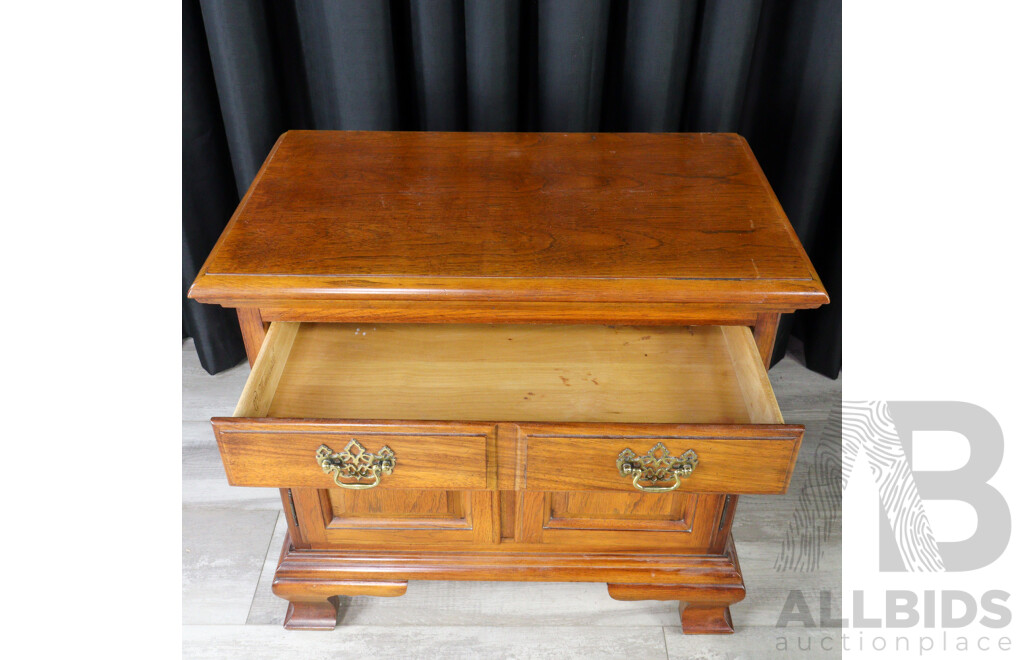 Pair of Modern Pine Bedside Chests and Double Bed Head