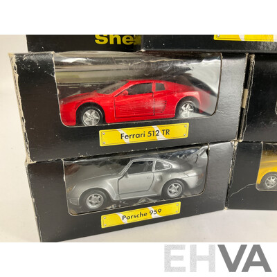 Eight Shell Diecast Sports Cars, Complete Set Including Corvette, Ferrari, Porsche, Chrysler, Aston Martin, Lotus