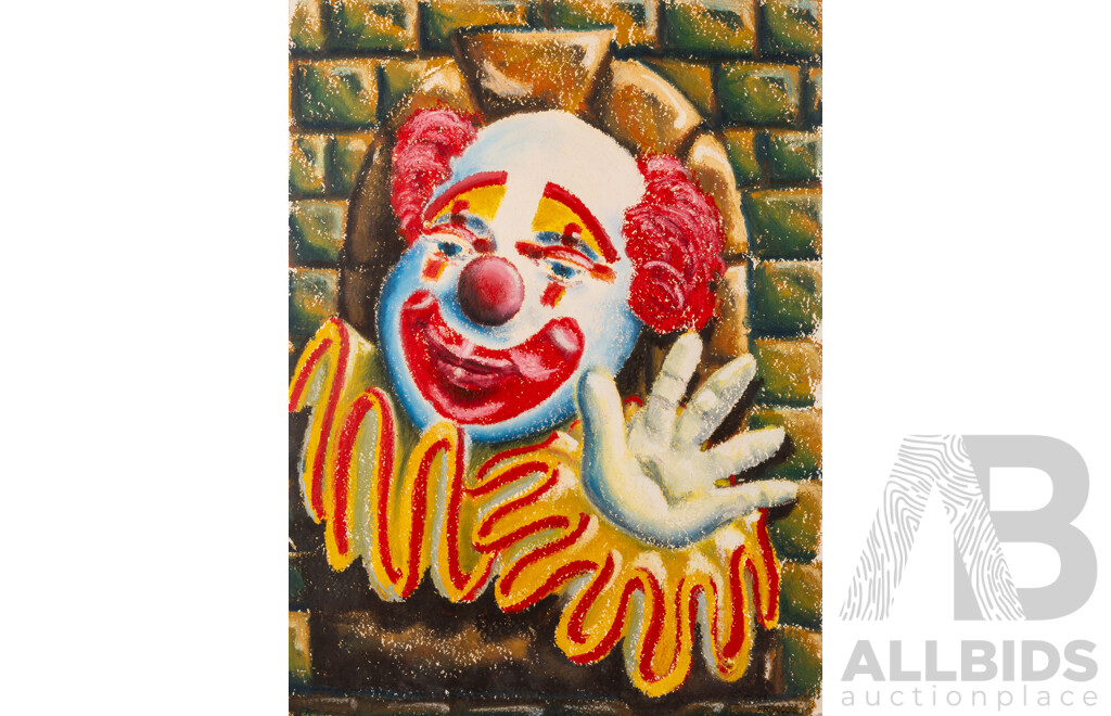 Francois (20th Century, Working c1990s), Clown's Illusion, Shining Thru & Clown Totem I, II & III, Original Oils on Heavy Card, Wonderful Selection of Clown Related Original Works, 77 X 57 Cm (largest) (5)