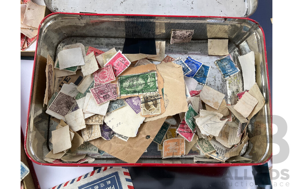 Collection of Antique and Vintage International Stamps Including Newfoundland, France, Germany, Italy, Belgium, Canada, India, Ceylon, Great Britain, Ireland and More