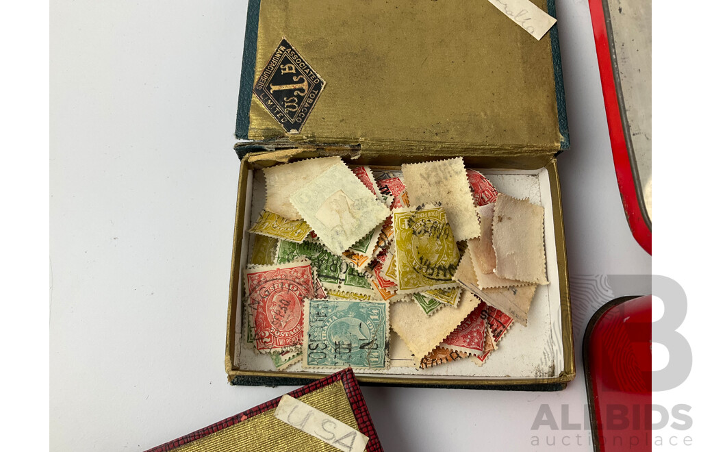 Collection of Antique and Vintage International Stamps Including Newfoundland, France, Germany, Italy, Belgium, Canada, India, Ceylon, Great Britain, Ireland and More
