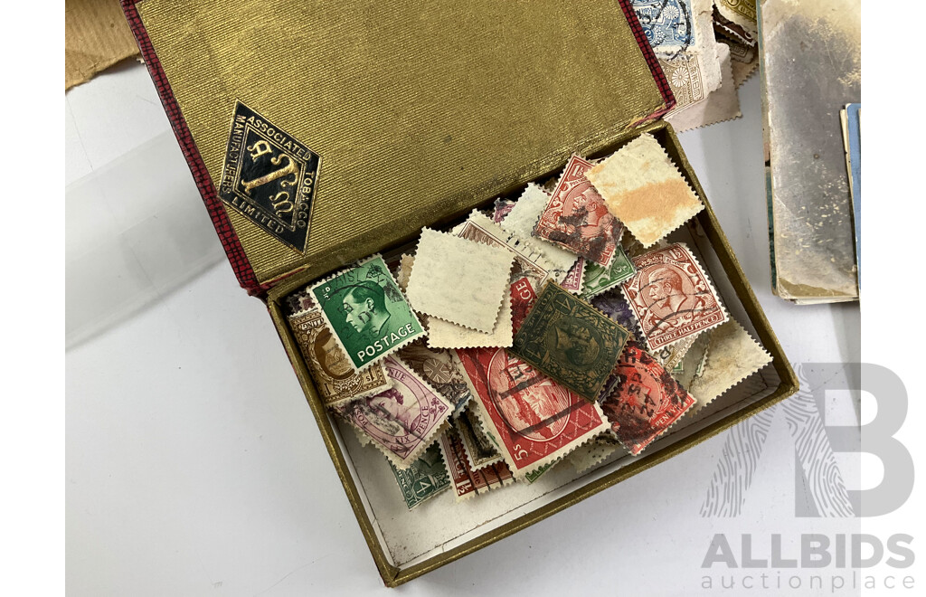 Collection of Antique and Vintage International Stamps Including Newfoundland, France, Germany, Italy, Belgium, Canada, India, Ceylon, Great Britain, Ireland and More