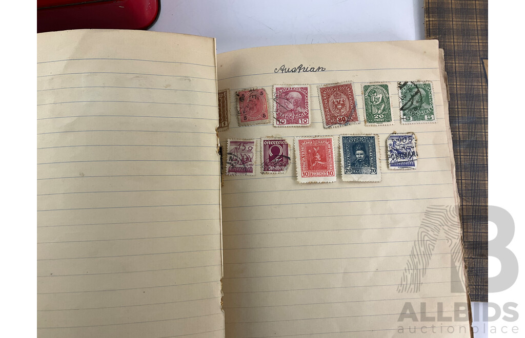 Collection of Antique and Vintage International Stamps Including Newfoundland, France, Germany, Italy, Belgium, Canada, India, Ceylon, Great Britain, Ireland and More